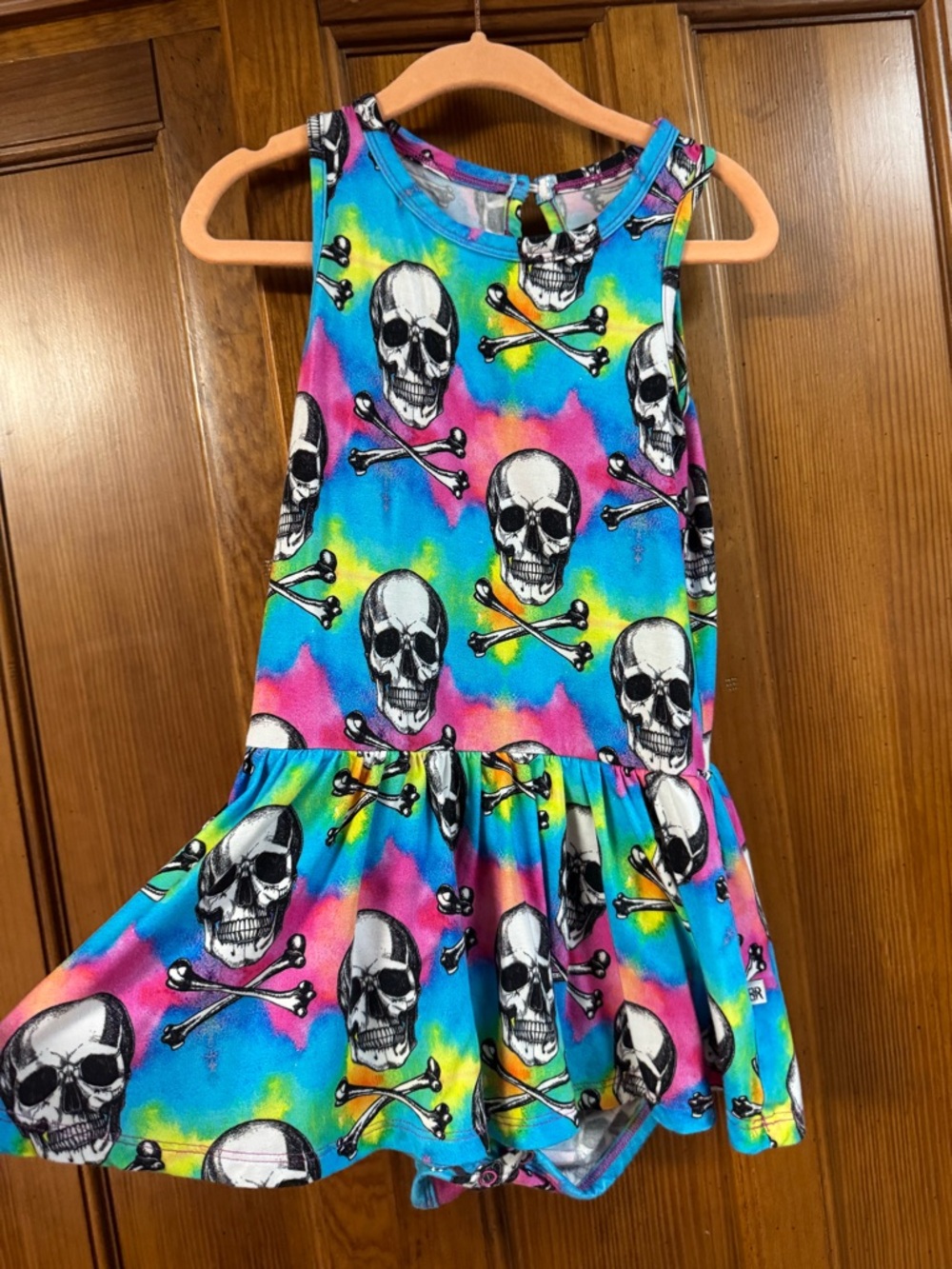 Bums & Roses' Tie-Dye Skull Print Racerback Dress.